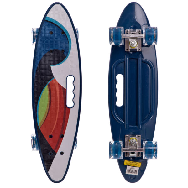 Пенни борд Penny Board круизер пластиковый со светящимися колесами и ручкой для переноски 24" синий