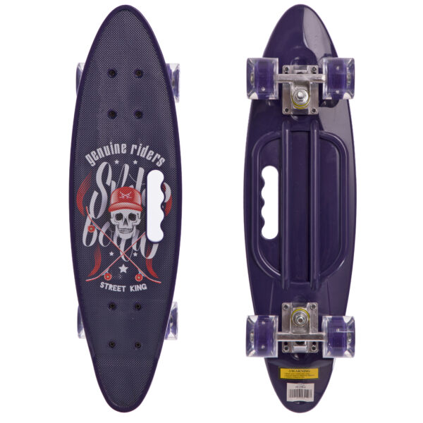 Пенни борд Penny Board круизер пластиковый со светящимися колесами и ручкой для переноски 24" темно-фиолетовый