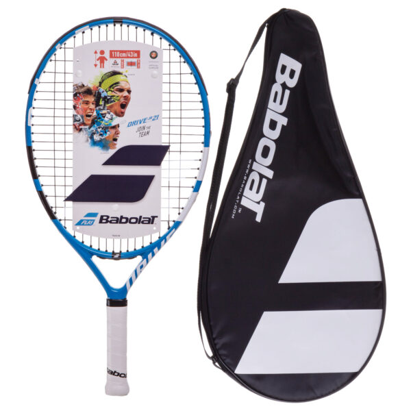 Ракетка для большого тенниса детская BABOLAT DRIVE JUNIOR 5-6лет 21" голубой