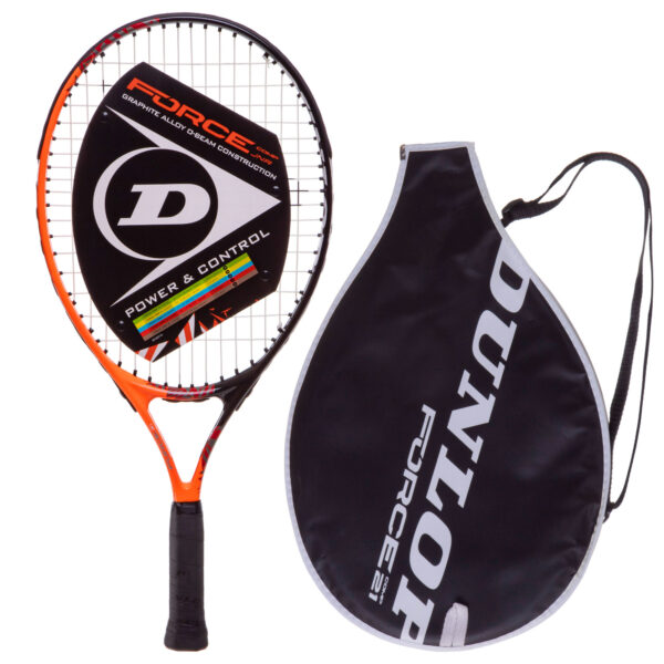 Ракетка для большого тенниса детская DUNLOP FORCE COMP 5-6лет 21" черный-оранжевый