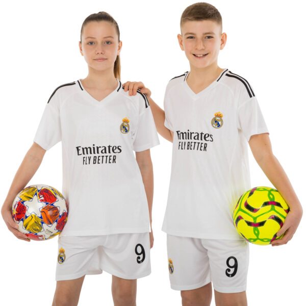 Форма футбольная детская с символикой футбольного клуба REAL MADRID MBAPPE 9 домашняя 2025 белый