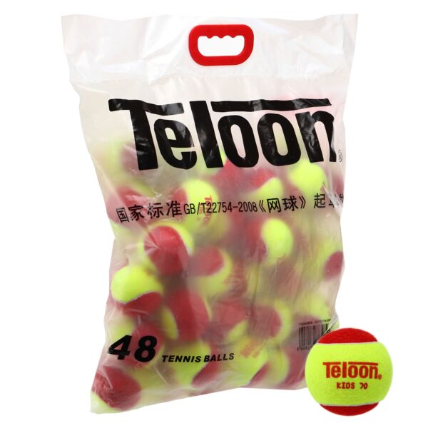 Мячи для большого тенниса TELOON KIDS 70 48шт красный-салатовый
