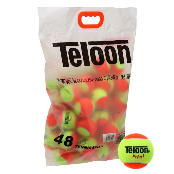 Мячи для большого тенниса TELOON KIDS MINI 48шт оранжевый-салатовый