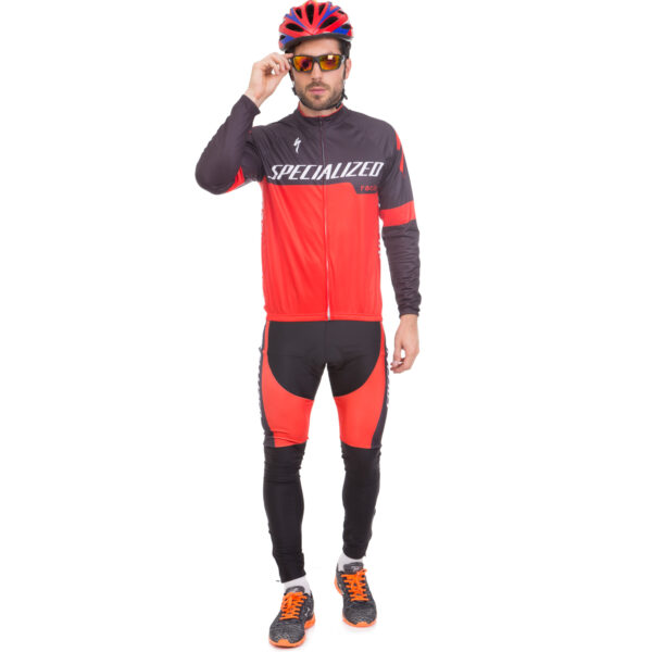 Велоформа демисезонная джерси с длинным рукавом и штаны SPOINT SPECIALIZED M-3XL красный-черный