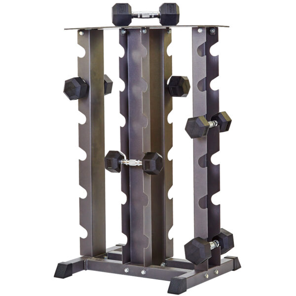 Стойка вертикальная для гантелей четырехсторонняя на 12 пар размер-66x58x113см черный
