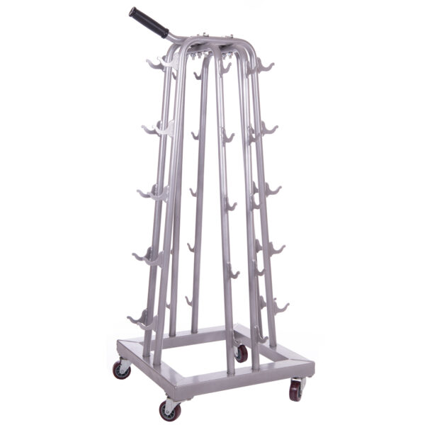 Стойка вертикальная для гантелей четырехсторонняя на 12 пар размер-50х50х113см серый