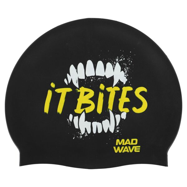 Шапочка для плавания силиконовая для взрослых MadWave IT BITES черный