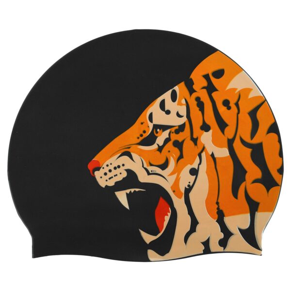 Шапочка для плавания силиконовая для взрослых MadWave TIGER черный