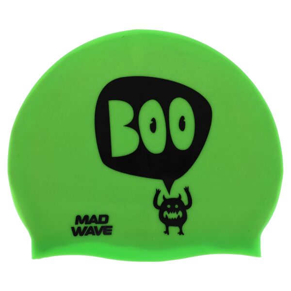 Шапочка для плавания силиконовая юниорская MadWave Junior Boo зеленый