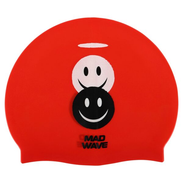 Шапочка для плавания силиконовая юниорская MadWave Junior EMOJI красный