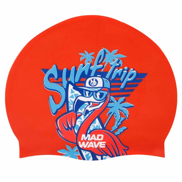 Шапочка для плавания силиконовая юниорская MadWave Junior FLAMINGO красный