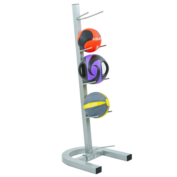 Стойка вертикальная для набивных мячей медболов на 5 мячей размер-58х48х143см серый