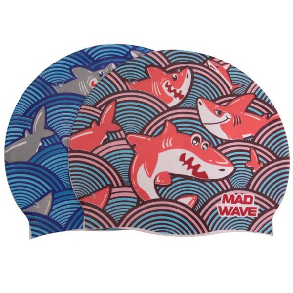 Шапочка для плавания силиконовая юниорская MadWave Junior SHARKY