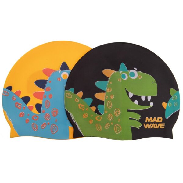Шапочка для плавания силиконовая юниорская MadWave Junior DINO