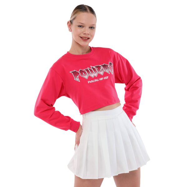 Костюм для чирлидинга кроп-топ с длинным рукавом и и плиссированная юбка размер S-2XL розовый-белый