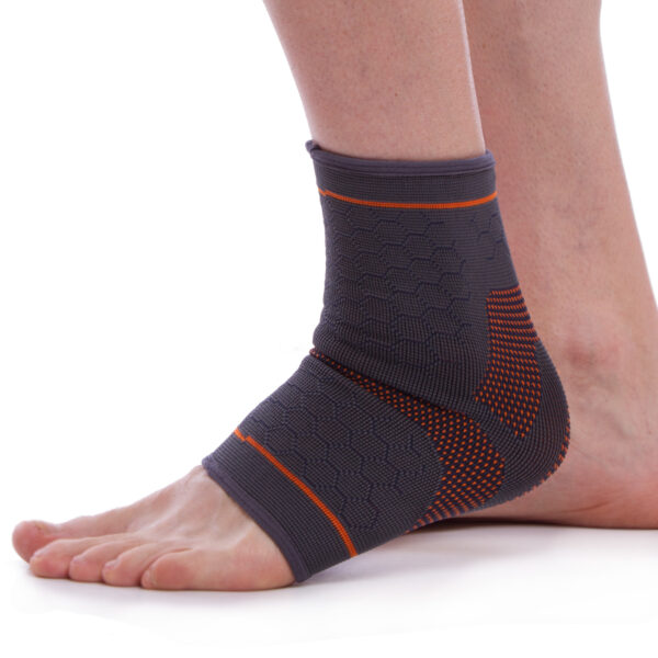 Бандаж на голеностоп эластичный SIBOTE размер S-XL 1шт серый-оранжевый