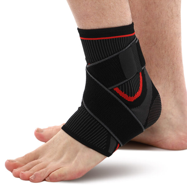 Бандаж на голеностоп эластичный с фиксирующим ремнем (фиксатор лодыжки) SIBOTE 1шт черный-серый