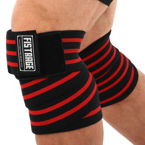 Коленные бинты для приседаний FISTRAGE 2шт черный-красный