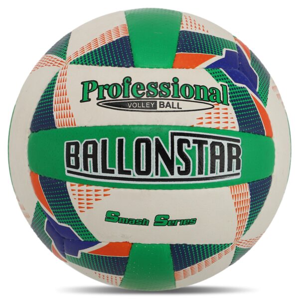 Мяч волейбольный BALLONSTAR №5 PU белый-зеленый-синий