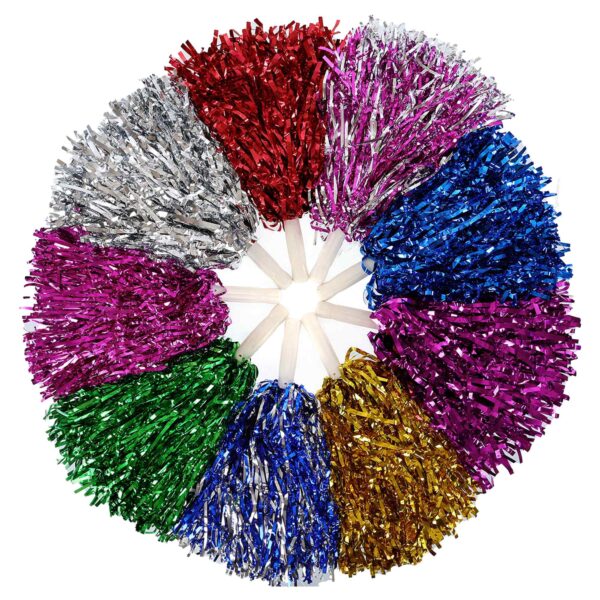 Помпоны 10 комплектов по 2шт нитевидные блестящие для чирлидинга и танцев с ручками (Копировать)