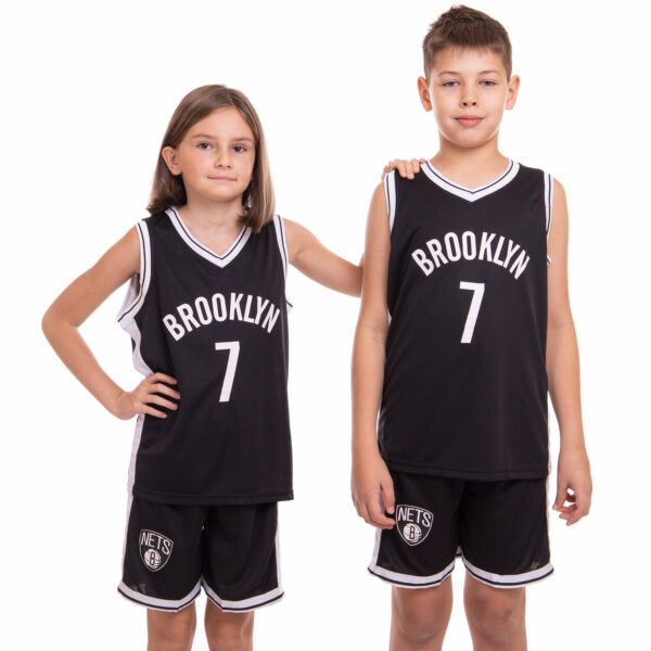 Форма баскетбольная детская NBA клуб Brooklyn Nets 7 черный-белый