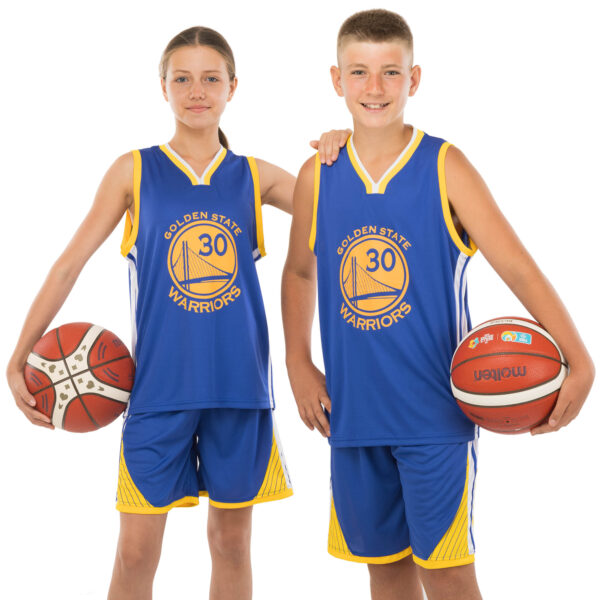 Форма баскетбольная детская NBA клуб Golden state warriors 30 синий-желтый