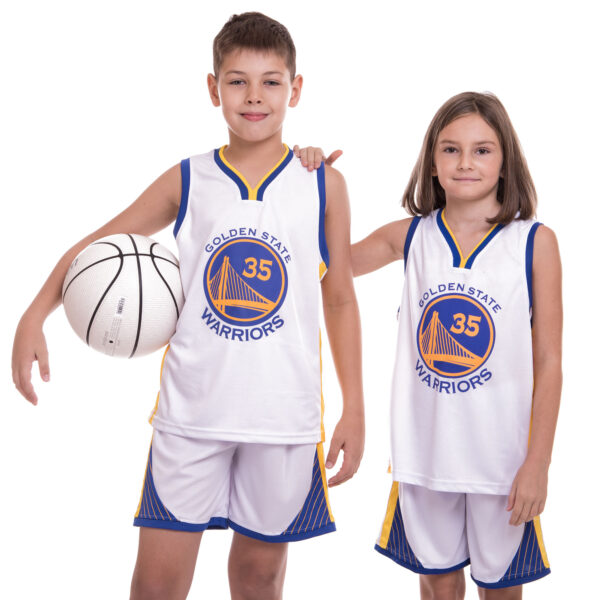 Форма баскетбольная детская NBA клуб Golden state warriors 35 белый-синий-желтый