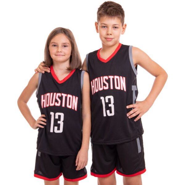 Форма баскетбольная детская NBA клуб Houston Rockets 13 черный-красный