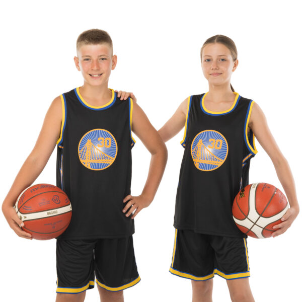 Форма баскетбольная детская NBA клуб Golden state warriors 30 черный-желтый