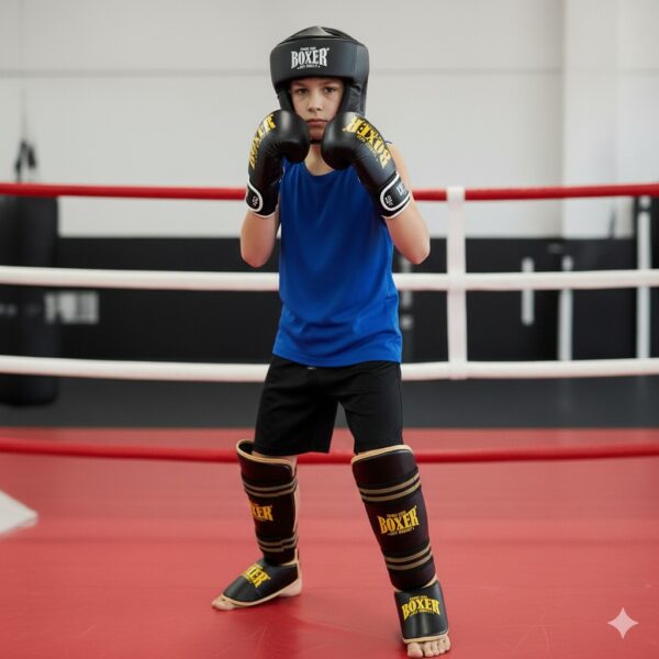 Комплект защиты BOXER детский для черный (Кикбоксинг, Тайский бокс, ММА)