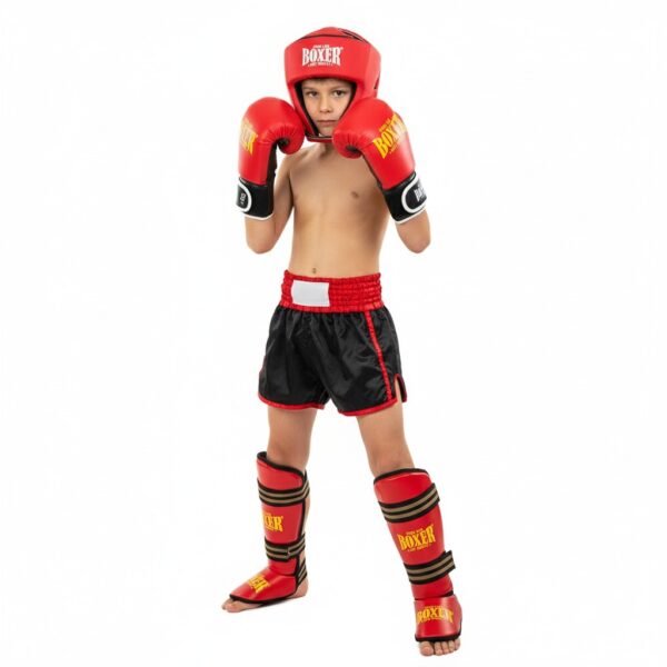 Комплект защиты BOXER детский для красный (Кикбоксинг, Тайский бокс, ММА)