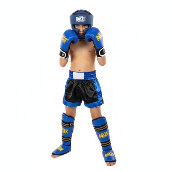 Комплект защиты BOXER детский для синий (Кикбоксинг, Тайский бокс, ММА)