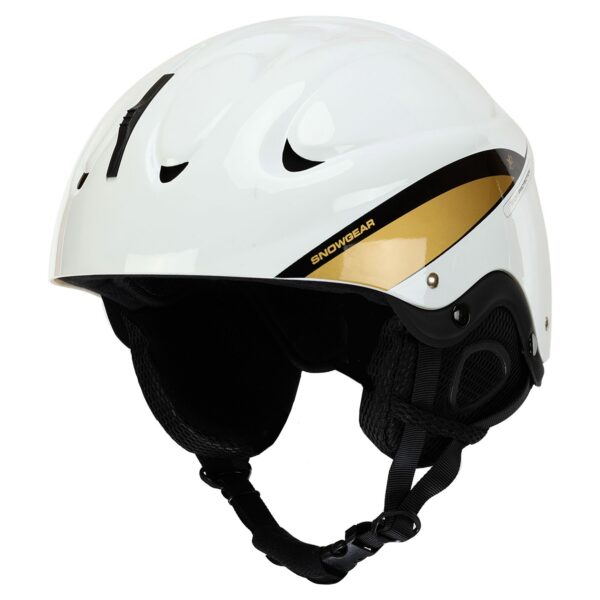 Шлем горнолыжный белый-золотой