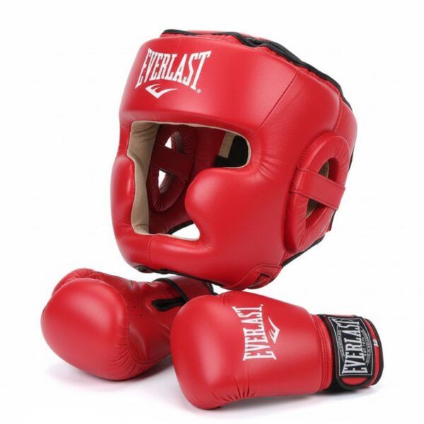 Комплект защиты шлем и перчатки Everlast красные