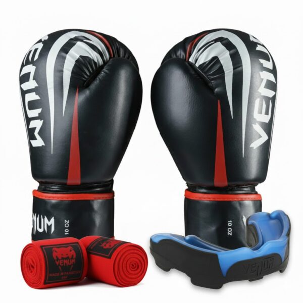 Перчатки боксерские с бинтами и капой Venum 8,10,12,14 унций