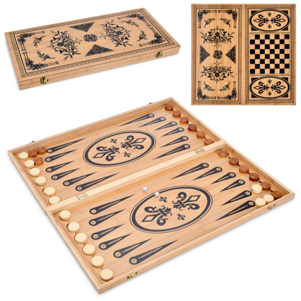 Набор шашки и нарды деревянные, размер 59.5х59.5см