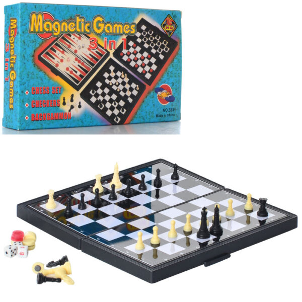 Шахматы, шашки и нарды 3в1 22х22см