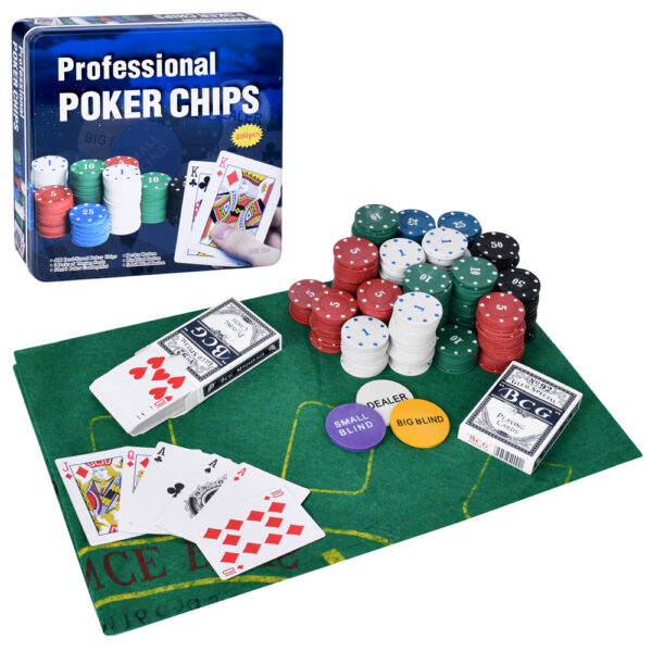 Набор для покера в металлической коробке 400 фишек