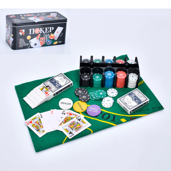 Набор для покера в металлической коробке 200 фишек