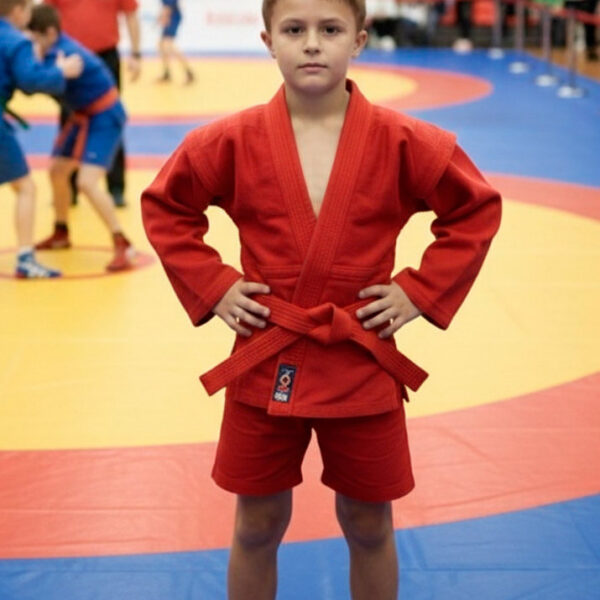 Кимоно для самбо детское 120-160см, красный 550 г/м²