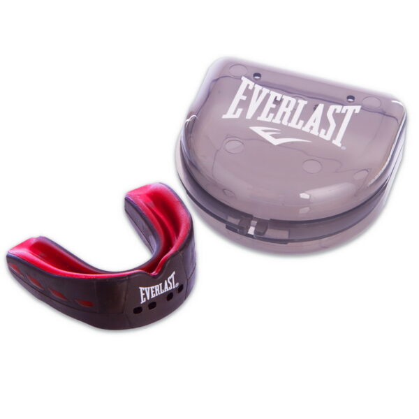 Капа боксерская Everlast двухчелюстная чёрно-красный