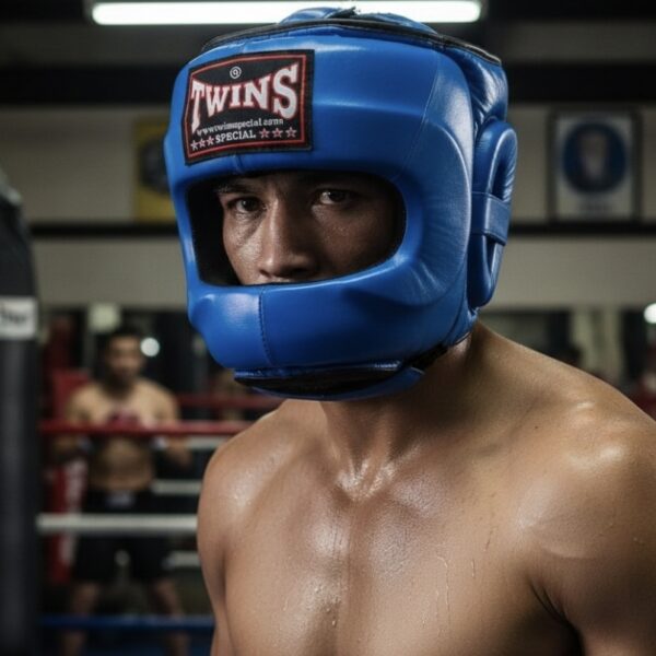 Шлем боксерский с бампером кожаный Twins