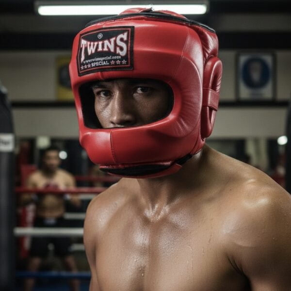 Шлем боксерский с бампером кожаный Twins