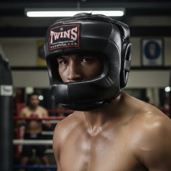 Шлем боксерский с бампером кожаный Twins