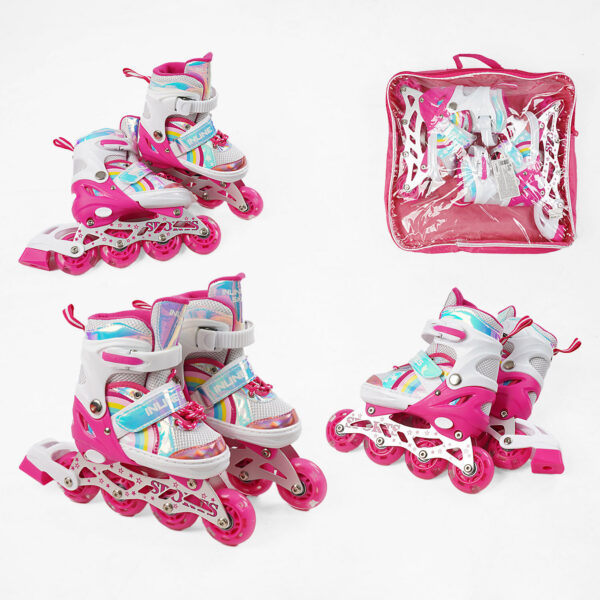 Ролики детские размер 29-33 розово-белый