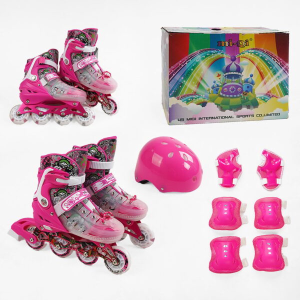 Набор роликов размер 34-38 бело-розовый