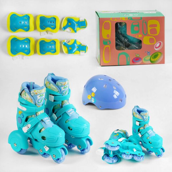 Набор роликов с защитой размер 30-34 бирюзовый