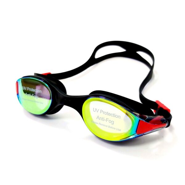 Очки для плавания LEACCO хамелеон, черный-красный