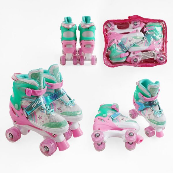 Ролики "Русалка" размер 29-33 розово-бирюзово-белый