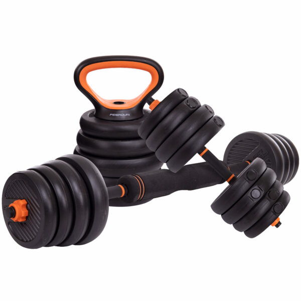 Набор трансформер гантели, гиря, штанга, упоры 6в1 35кг черный